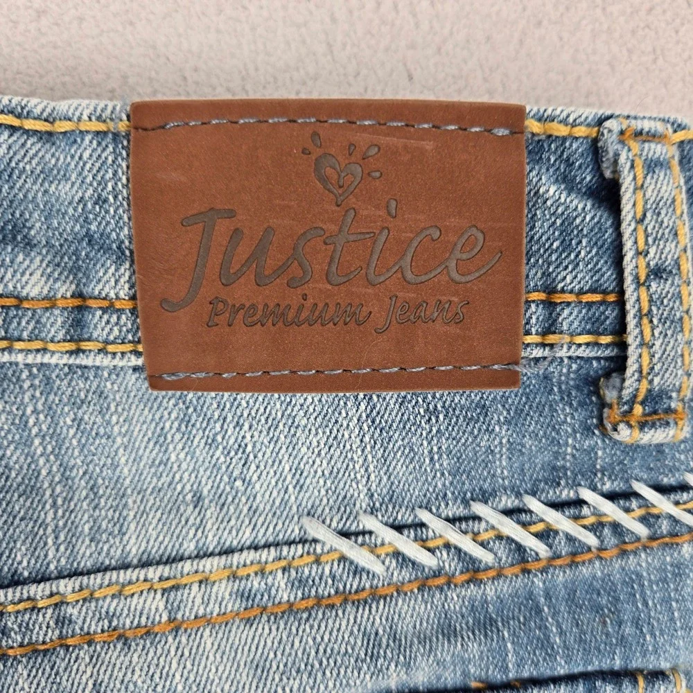Justice 12R Simply Low Slim Jeans Girls Blue Embroidered Y2K Denim
